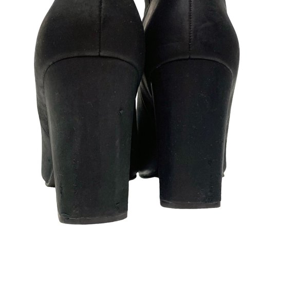 LUCKY BRAND Walwyn Black Nubuck Leather Heeled Booties - Picture 6 of 9
